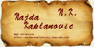 Najda Kaplanović vizit kartica